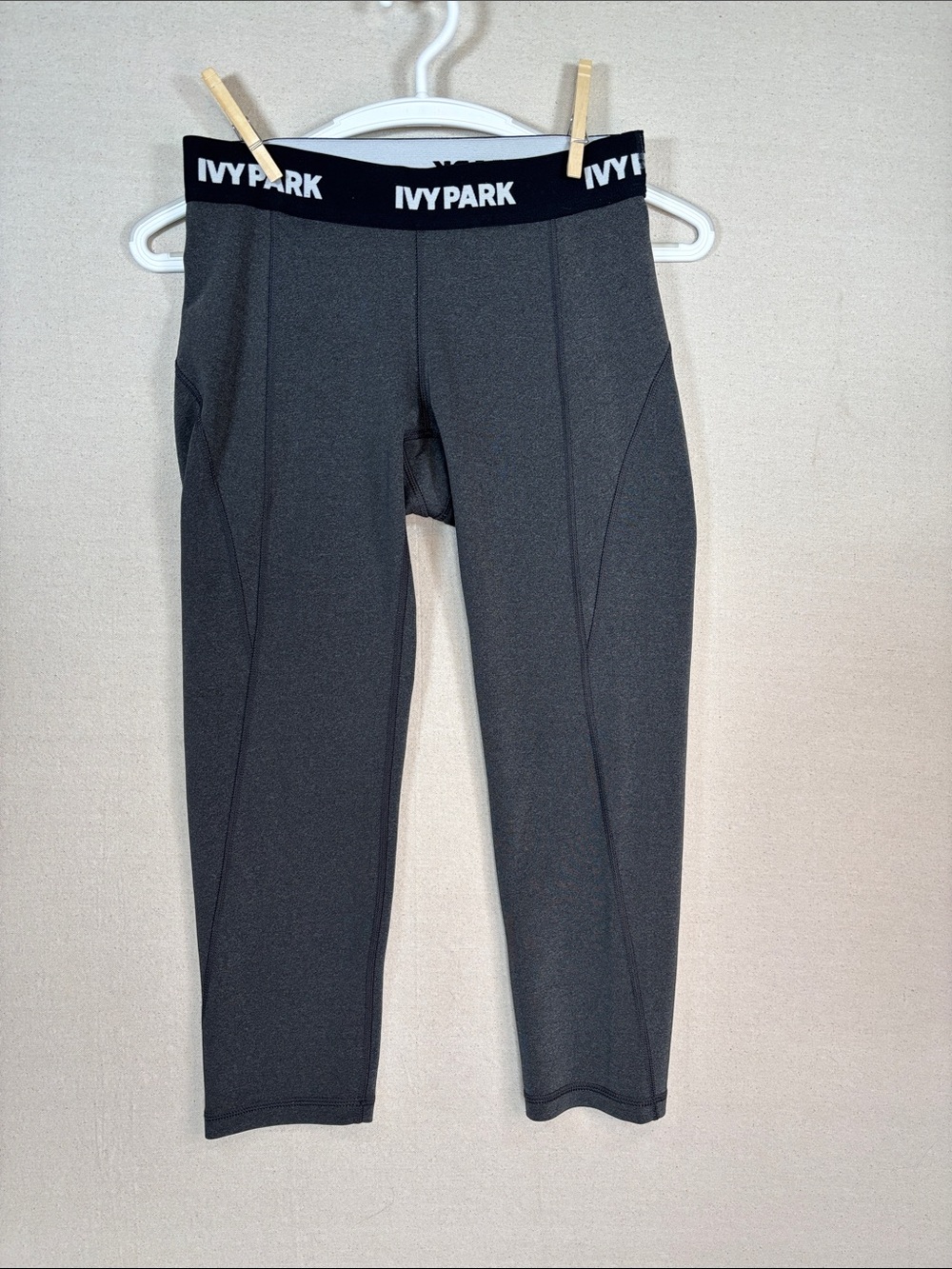 IVY PARK Black & Charcoal Gray Crop Leggings with Logo Waistband
